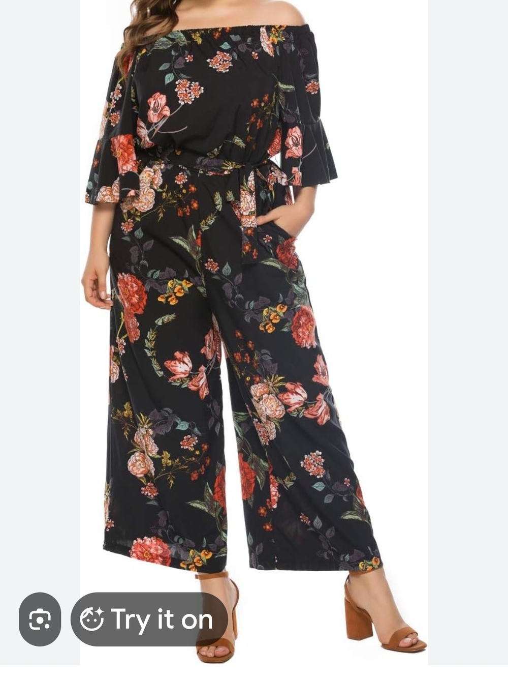Love Welove Fashion Women's Plus Size Floral Jumpsuit Size 2XL